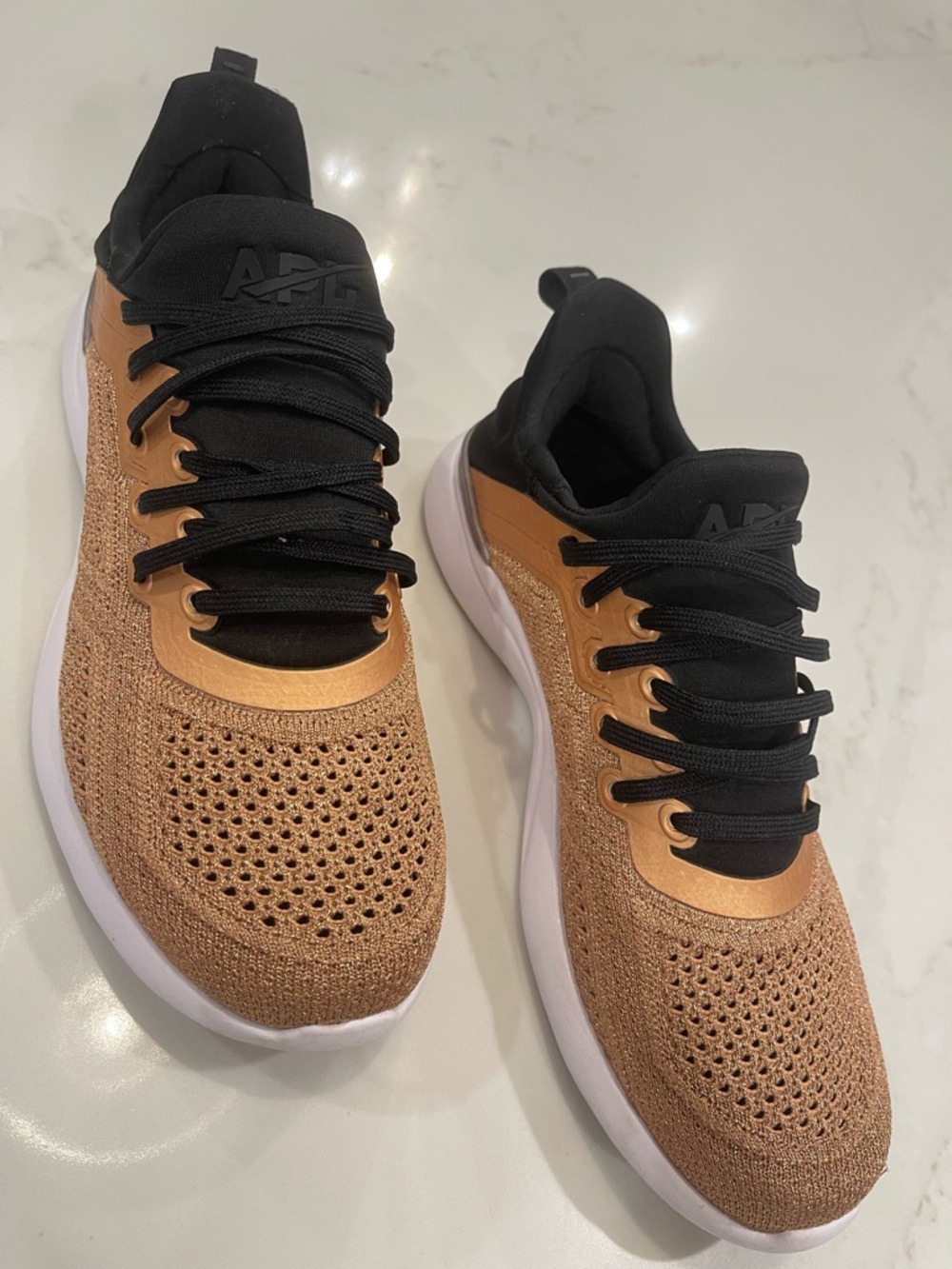 APL TechLoom Tracer women's sneakers in a rose gold and black knit colorway - Picture 2 of 16